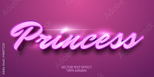pink princess with flare super shiny vector text effect editable