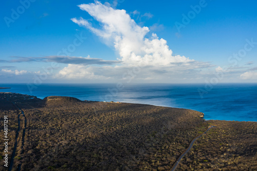 Aerial view above scenery of Curacao, the Caribbean