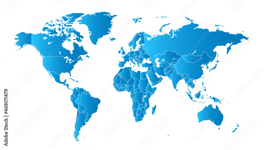 Naklejka premium World map. Color vector modern. Silhouette map.