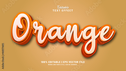 Orange editable text effect style 3d n