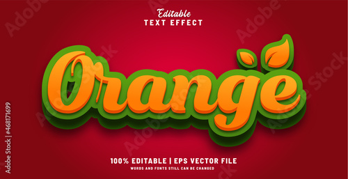 Orange editable text effect style 3d n