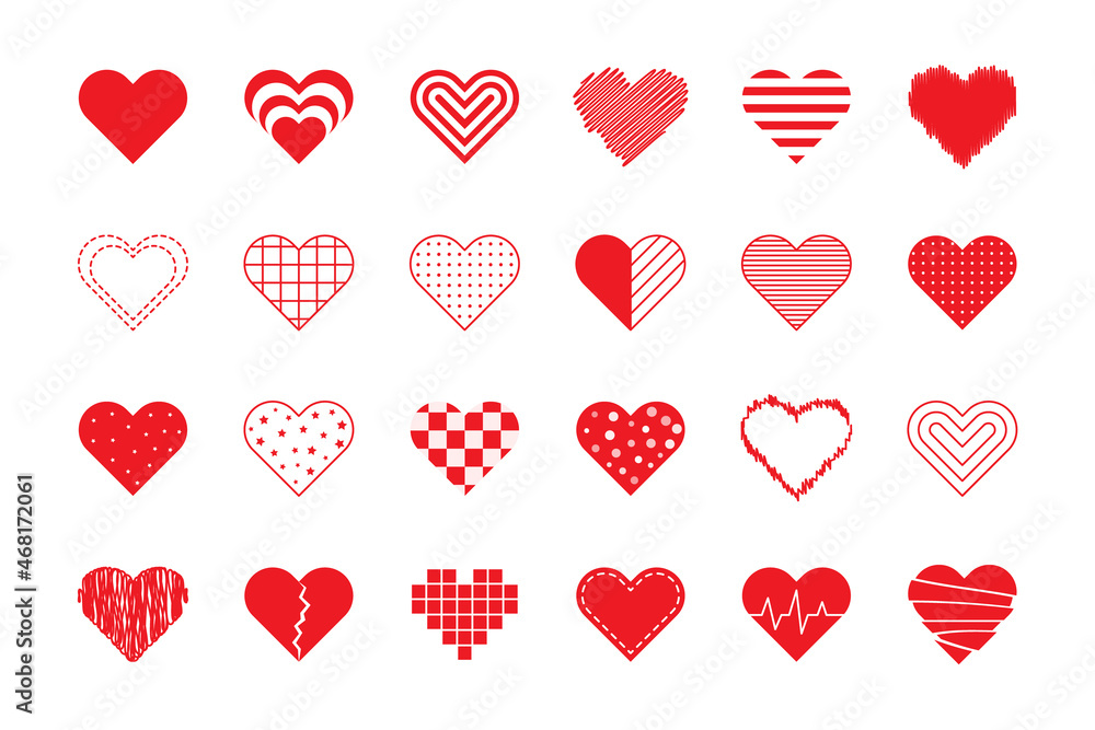 Red vector heart icons. Editable stroke. Set thin line for web design isolated on white background. Love Happy Valentine's Day friendship family happiness. Graphic card decoration. Red vector heart icons. Editable stroke. Set thin line for web design isolated on white background. Love Happy Valentine's Day friendship family happiness. Graphic card decoration.