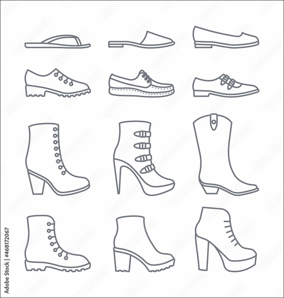 Outline shoes icons Outline shoes icons
