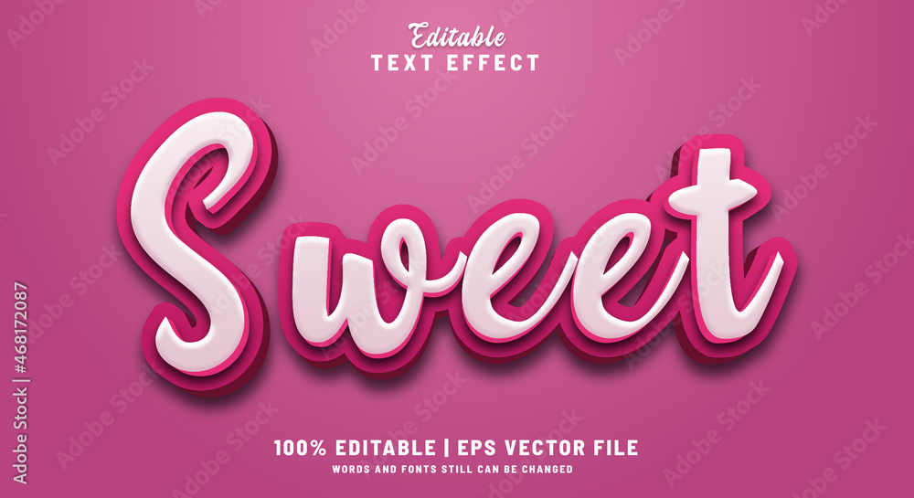 Sweet editable text effect 3d style 
