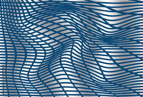 Wavy striped surface. Abstract 3d illusions. Pattern or background with wavy distortion effect