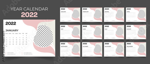 2022 Year Desk table minimal corporate business company office calendar year planner design template