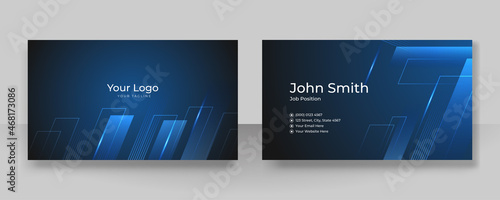 Modern blue black business card - creative and clean business card template. Stylish blue elegant business card design. Designed for business and corporate concept. Vector illustration