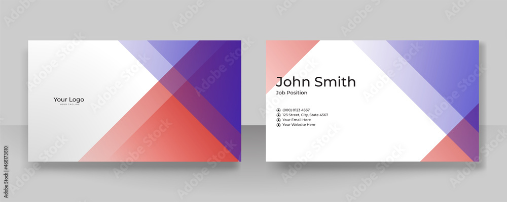 Modern elegant simple blue red business card design template. Creative luxury and clean business card with corporate concept. Vector illustration print template.