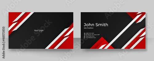 Modern elegant simple black red business card design template. Creative luxury and clean business card with corporate concept. Vector illustration print template.