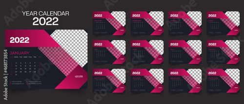 2022 Year Desk table minimal corporate business company office calendar year planner design template