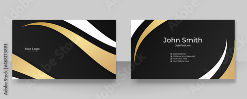 Modern elegant simple black gold business card design template. Creative luxury and clean business card with corporate concept. Vector illustration print template.