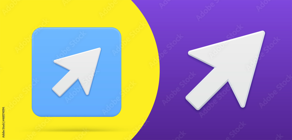 Pointer cursor arrow click simple 3d icon button set vector choose direction at internet cyberspace Pointer cursor arrow click simple 3d icon button set vector choose direction at internet cyberspace