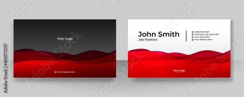 Modern simple red white business card design with elegant pattern. Creative clean concept with geometric decoration art. Vector illustration print template.