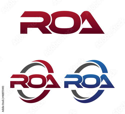 Modern 3 Letters Initial logo Vector Swoosh Red Blue ROA
