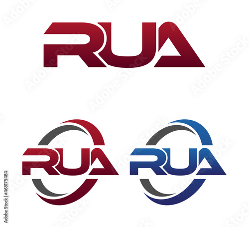 Modern 3 Letters Initial logo Vector Swoosh Red Blue RUA