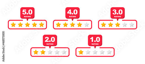 Rating stars. Feedback zero to five stars. Customer review. Stars ranking. Vector illustration.