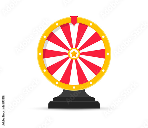 Roulette, wheel of fortune. Spinning fortune wheel. Lottery luck. Game jackpot, Big Win, money prize. Casino money game. Game of luck playing. Vector illustration.
