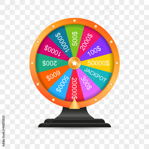 Roulette, wheel of fortune. Spinning fortune wheel. Lottery luck. Game jackpot, Big Win, money prize. Casino money game. Game of luck playing.