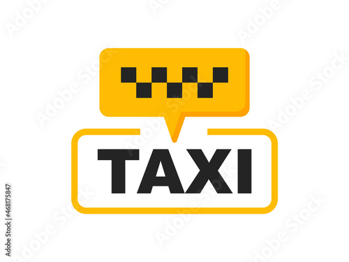 Taxi service badge. Taxi sign. Yellow sticker of taxi calling service. 24/7 service. Vector illustration.