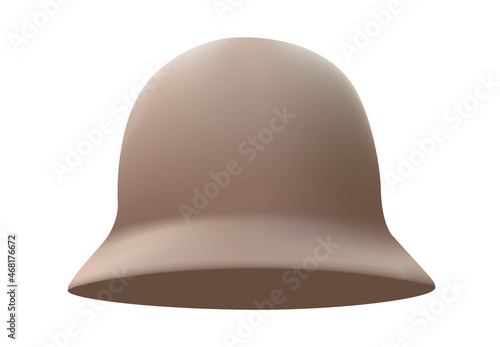hat with short brim of delicate beige color on a white background. Isolated illustration of an elegant hat