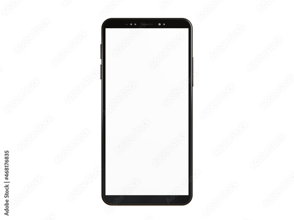 Smartphone isolated on white background with clipping path, mockup mobile white screen for graphic designer, 3D rendering illustration. Smartphone isolated on white background with clipping path, mockup mobile white screen for graphic designer, 3D rendering illustration.