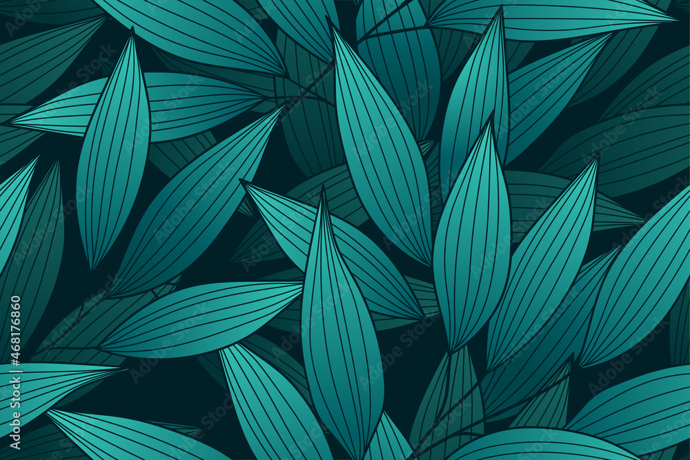 Fototapeta premium Gradient tropical leaves seamless pattern