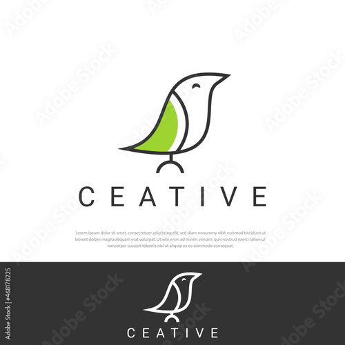 Little bird logo design in line style.florist can use