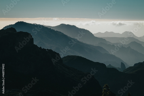 Mountains layers in a landscape of a Canary Islands