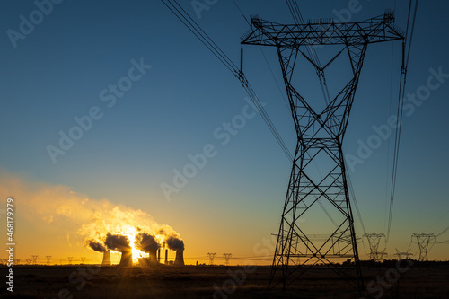 Sunrise over Lethabo Coal Power Station Fototapet