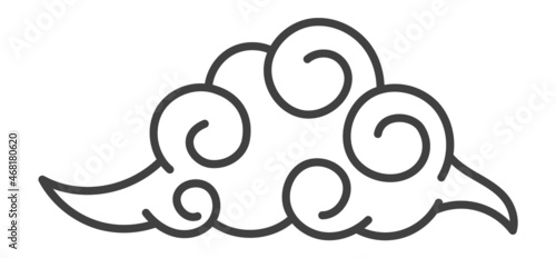 Fluffy cloud. Abstract line icon in cute doodle style