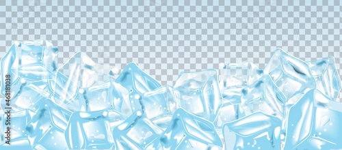Ice cubes, realistic set, 3d vector illustration.