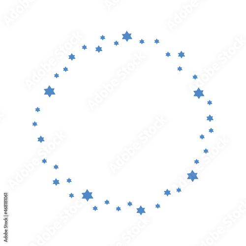 Hanukkah wreath with star of David vector illustration. Jewish holiday Chanukah. Hand-drawn festive party decoration. Hanuka greeting card with a traditional symbol.