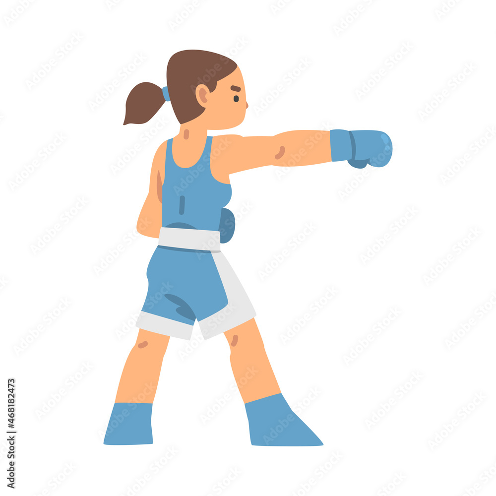 Woman Character Engaged in Combat Sport or Fighting Sport Competing Vector Illustration Woman Character Engaged in Combat Sport or Fighting Sport Competing Vector Illustration
