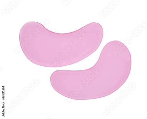 Photo Pink under eye patches on white background, top view