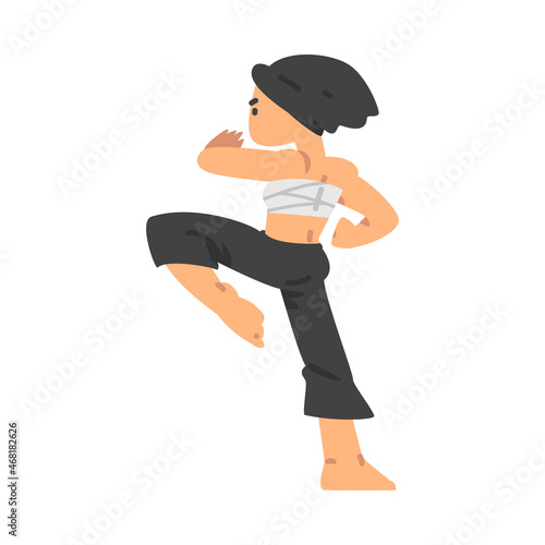 Man Character Engaged in Combat Sport or Fighting Sport Competing Vector Illustration