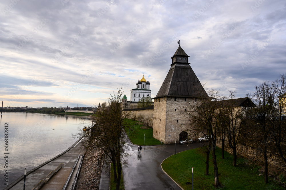 Vlasyevskaya tower. Historic site in Pskov. Pskov, Russia starts here