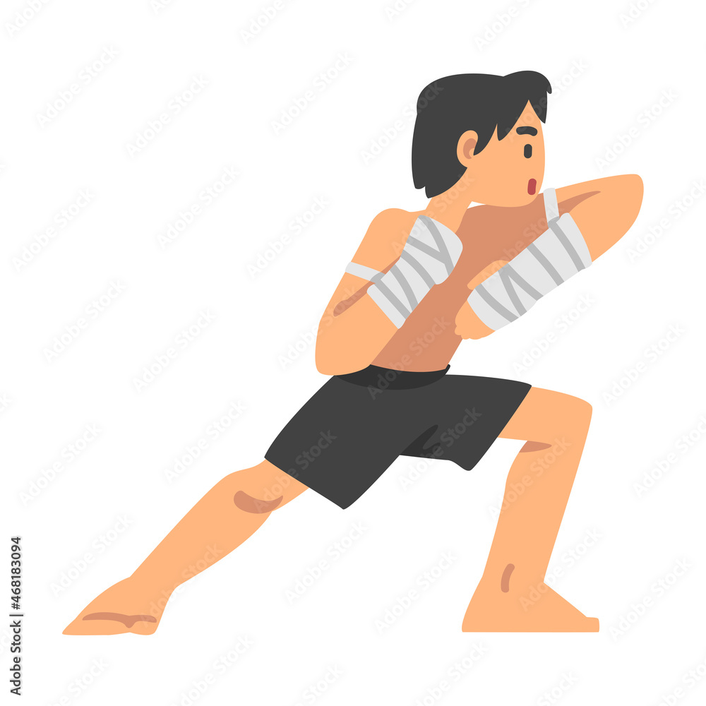Man Character Engaged in Combat Sport or Fighting Sport Competing Vector Illustration Man Character Engaged in Combat Sport or Fighting Sport Competing Vector Illustration