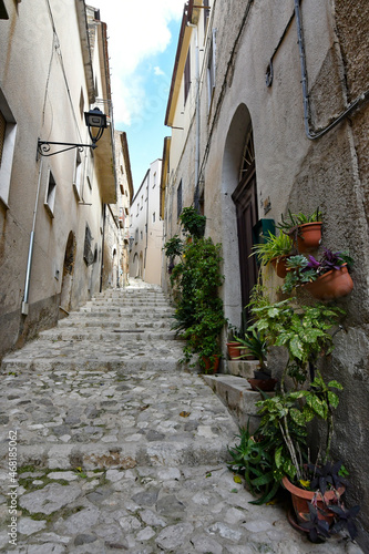 A narrow street in Caiazzo, a small village in the mountains of the province of Caserta, Italy. photo