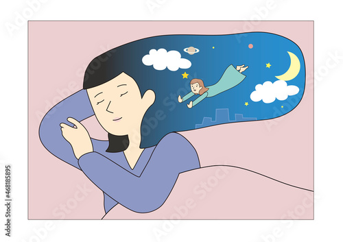 夢の中で夢を叶える眠る女性