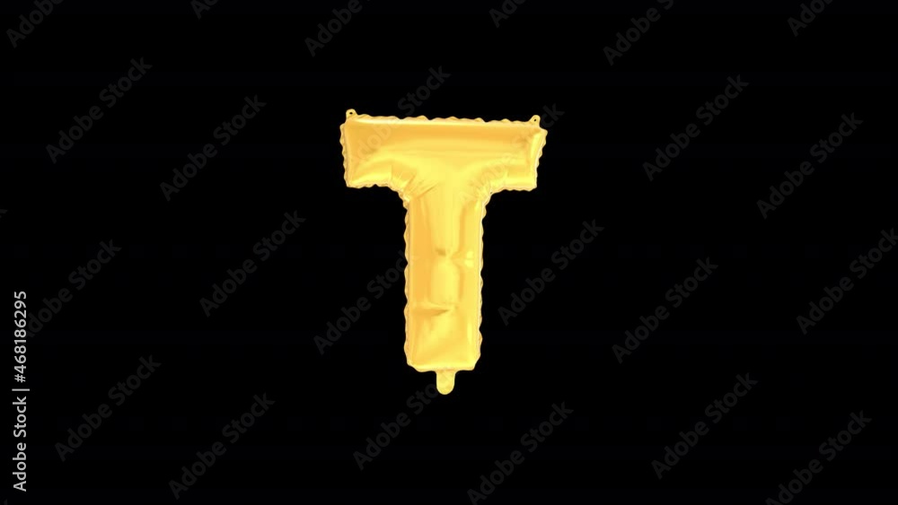 Helium Gold Balloon with Letter - T. Loop Animation with Alpha Channel Prores 4444. Helium Gold Balloon with Letter - T. Loop Animation with Alpha Channel Prores 4444.