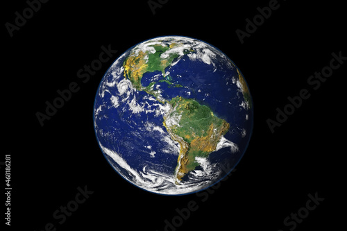 Earth globe realistic. Planet Earth. 3d earth on black background. Elements of this vector furnished by NASA. Vector illustration