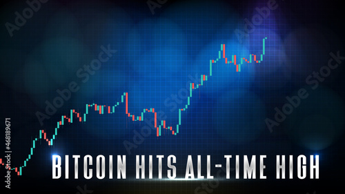 abstract futuristic technology background of Bitcoin Hits All-time High Price Chart coin digital cryptocurrency