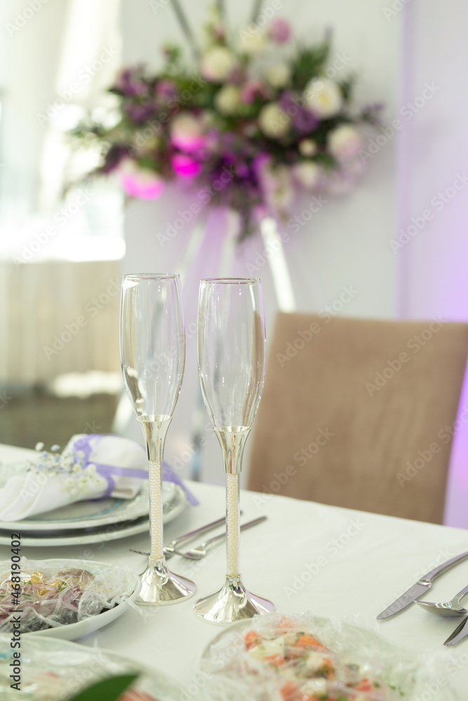 festive glasses for champagne at the banquet festive glasses for champagne at the banquet