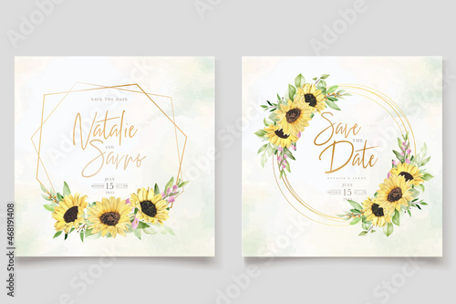 elegant hand drawn sun flower invitation card