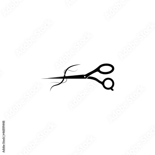 Scissors and hairbrush graphic icon. Sign crossed scissors and hairbrush isolated on white background.