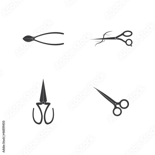 Scissors and hairbrush graphic icon. Sign crossed scissors and hairbrush isolated on white background.