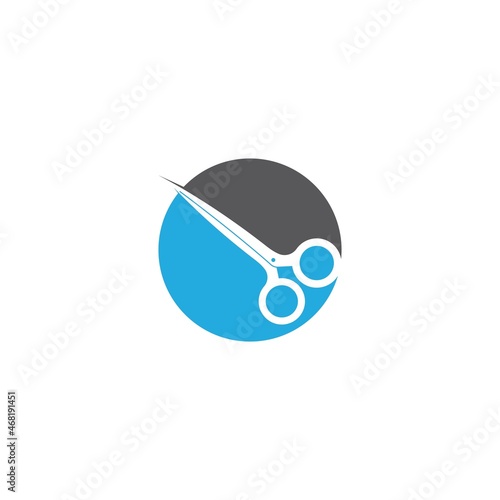 Scissors and hairbrush graphic icon. Sign crossed scissors and hairbrush isolated on white background.