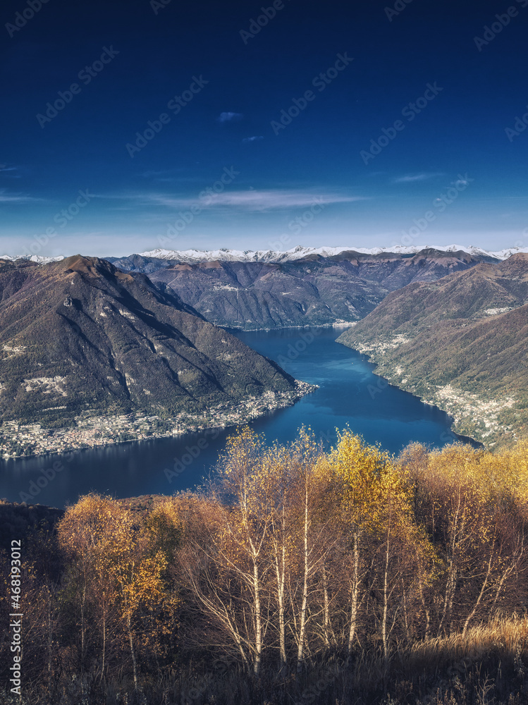 Como lake in autumn seen from above 