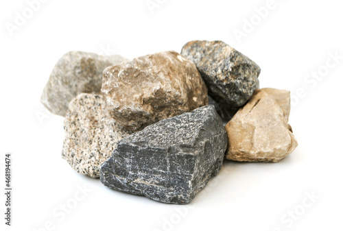 Pile of stones isolated on white background
