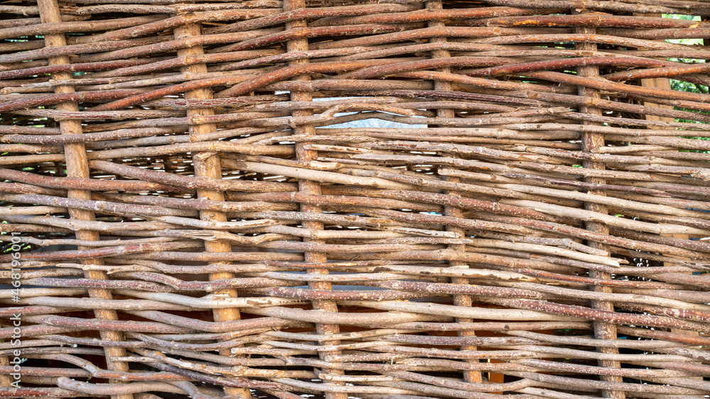 View of wicker fence in russian village View of wicker fence in russian village